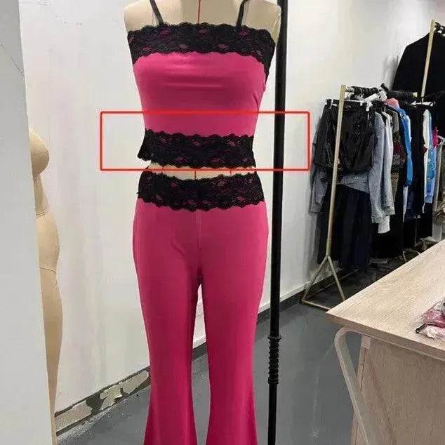 Women's Bootleg Pants Suit Two-Piece Set – Sleeveless Top & Wide Leg Trousers | Canada & USA