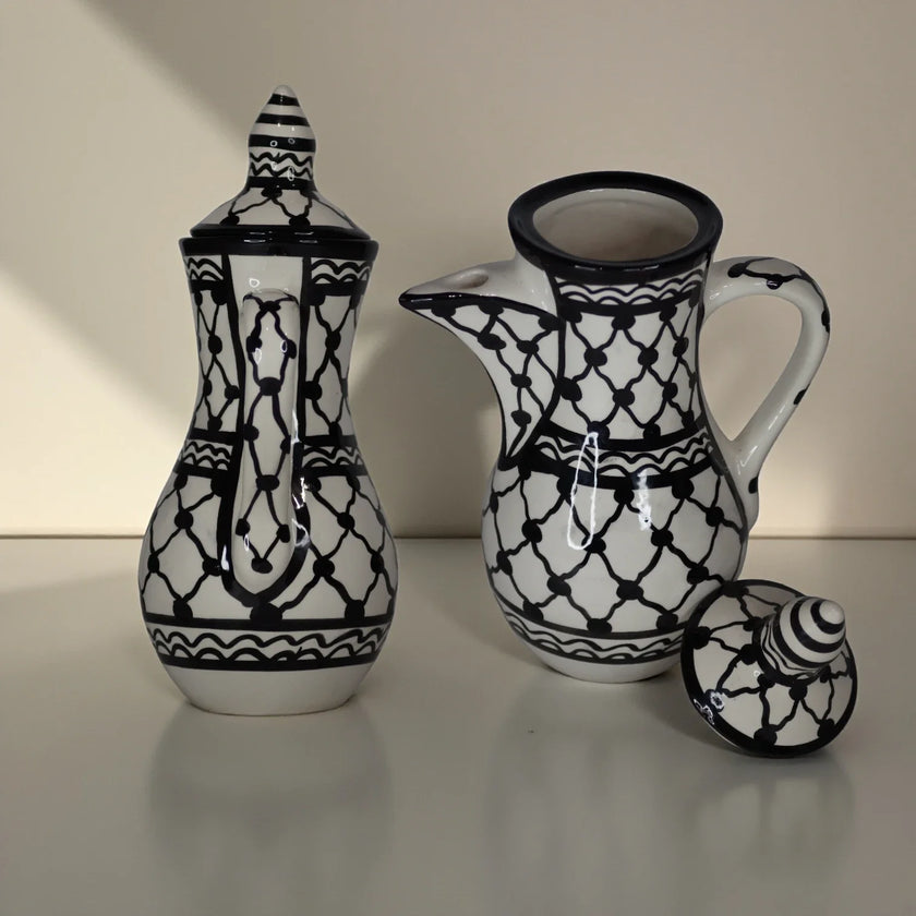 Palestinian Coffee Jug 17×17×26 cm – Handmade Ceramic Tea & Coffee Pot, Luxury Serving Jug (2 Colors)