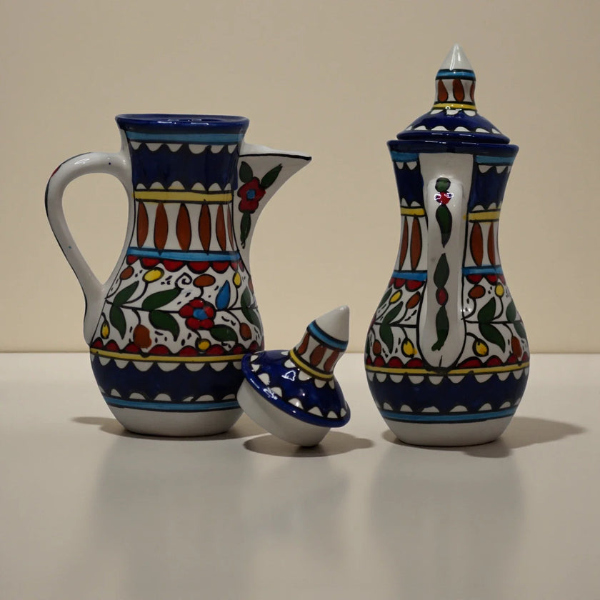 Palestinian Coffee Jug 17×17×26 cm – Handmade Ceramic Tea & Coffee Pot, Luxury Serving Jug (2 Colors)