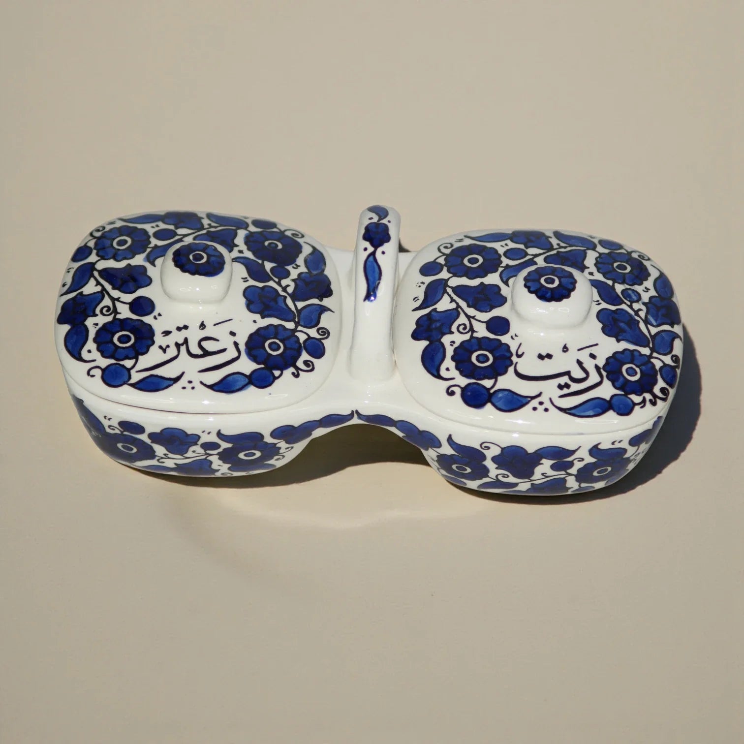 Olive Oil & Za’atar Plates Set – Handmade Ceramic Serving Dish (12×11.5×23.5 cm), 3 Colors