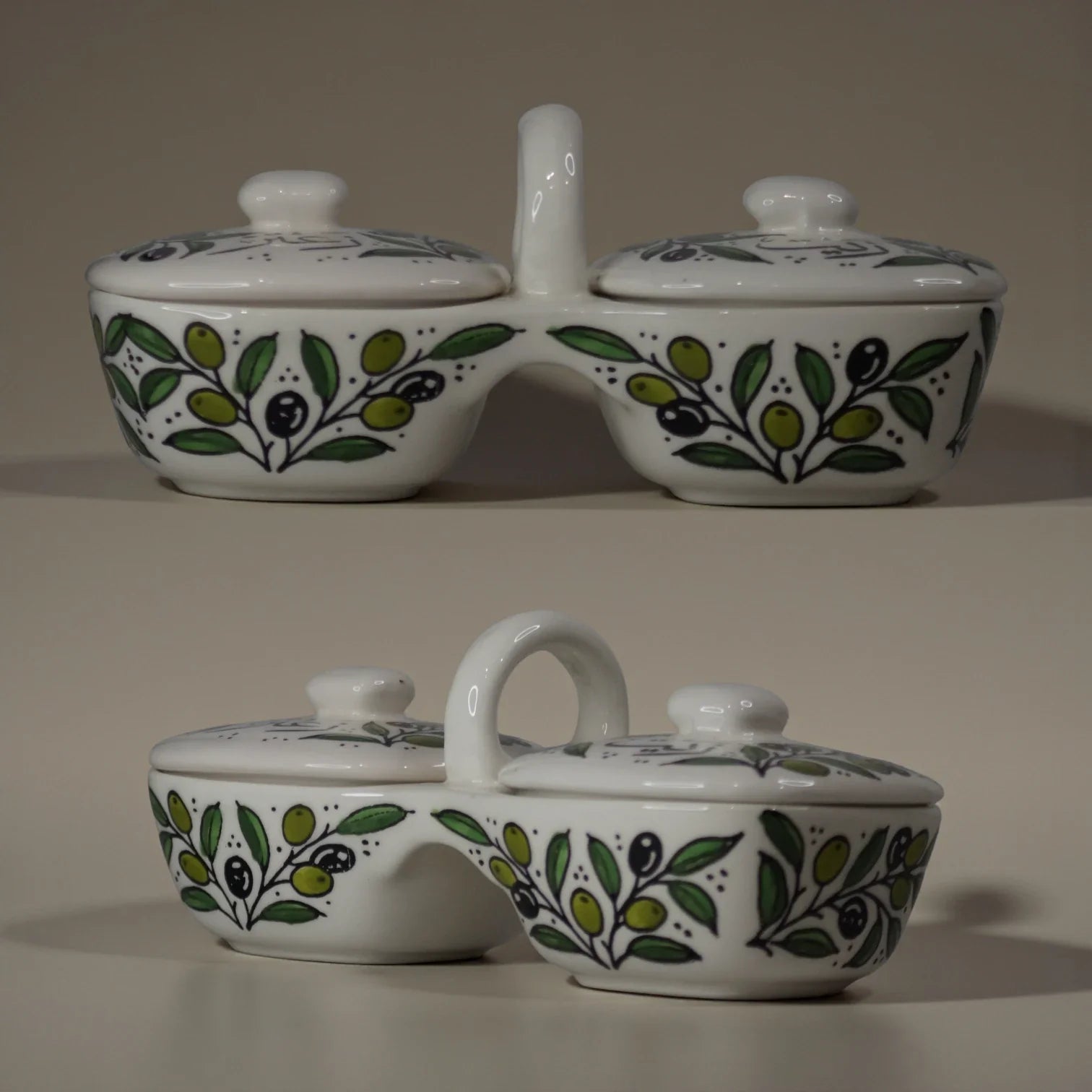 Olive Oil & Za’atar Plates Set – Handmade Ceramic Serving Dish (12×11.5×23.5 cm), 3 Colors