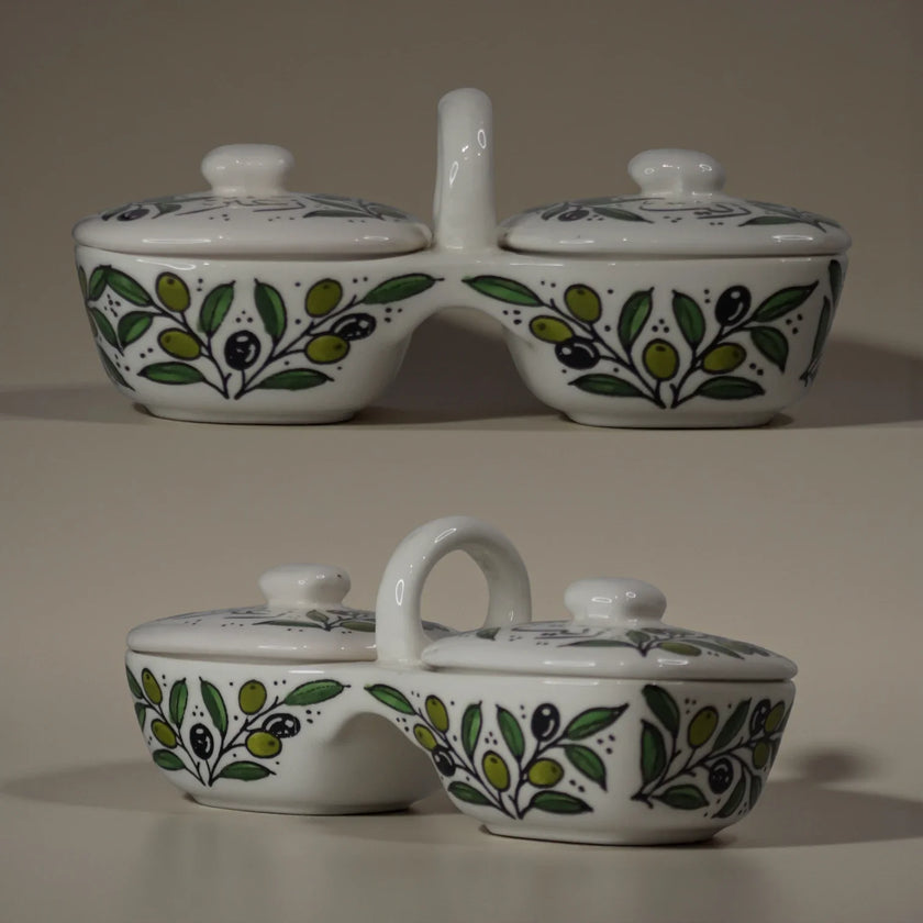 Assortiment de plats pour l'huile d'olive et le zaatar, 12×11.5×23.5 cm