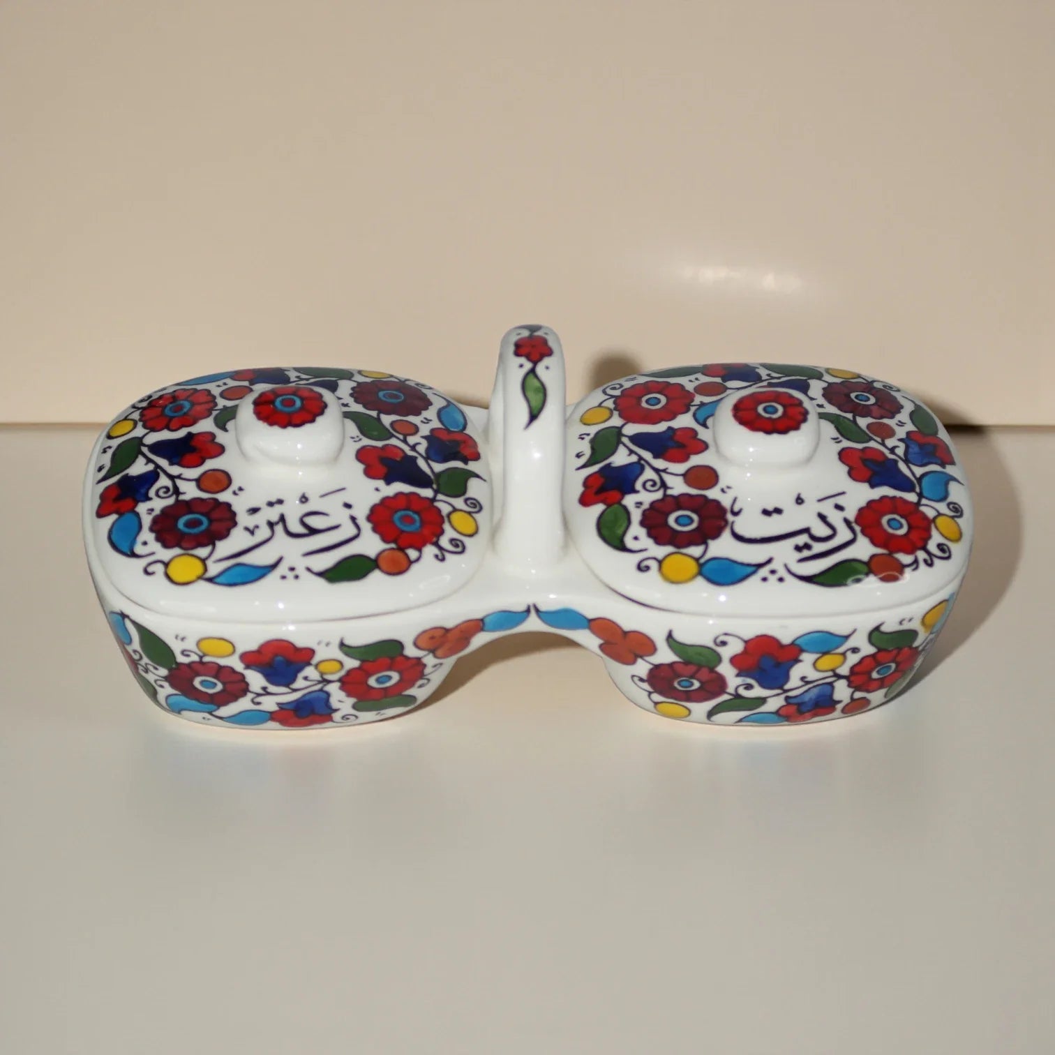 Olive Oil & Za’atar Plates Set – Handmade Ceramic Serving Dish (12×11.5×23.5 cm), 3 Colors