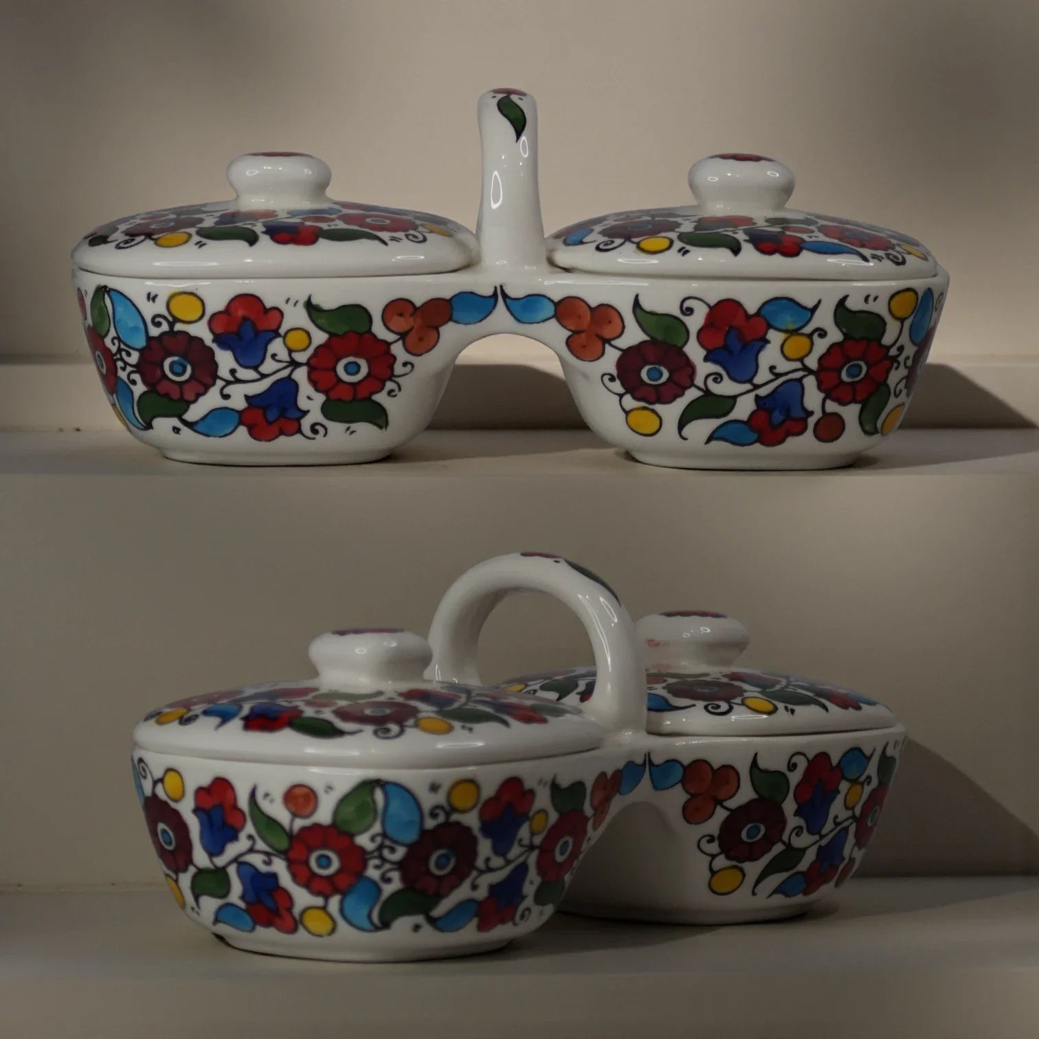 Olive Oil & Za’atar Plates Set – Handmade Ceramic Serving Dish (12×11.5×23.5 cm), 3 Colors