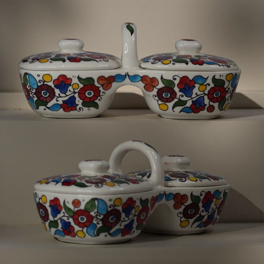 Assortiment de plats pour l'huile d'olive et le zaatar, 12×11.5×23.5 cm