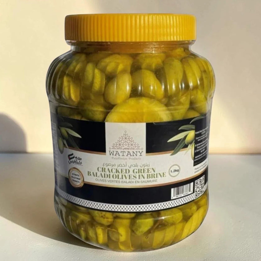 Tulkarm Palestinian Pickled Green Olives 1.2kg – Cracked Olives in Brine