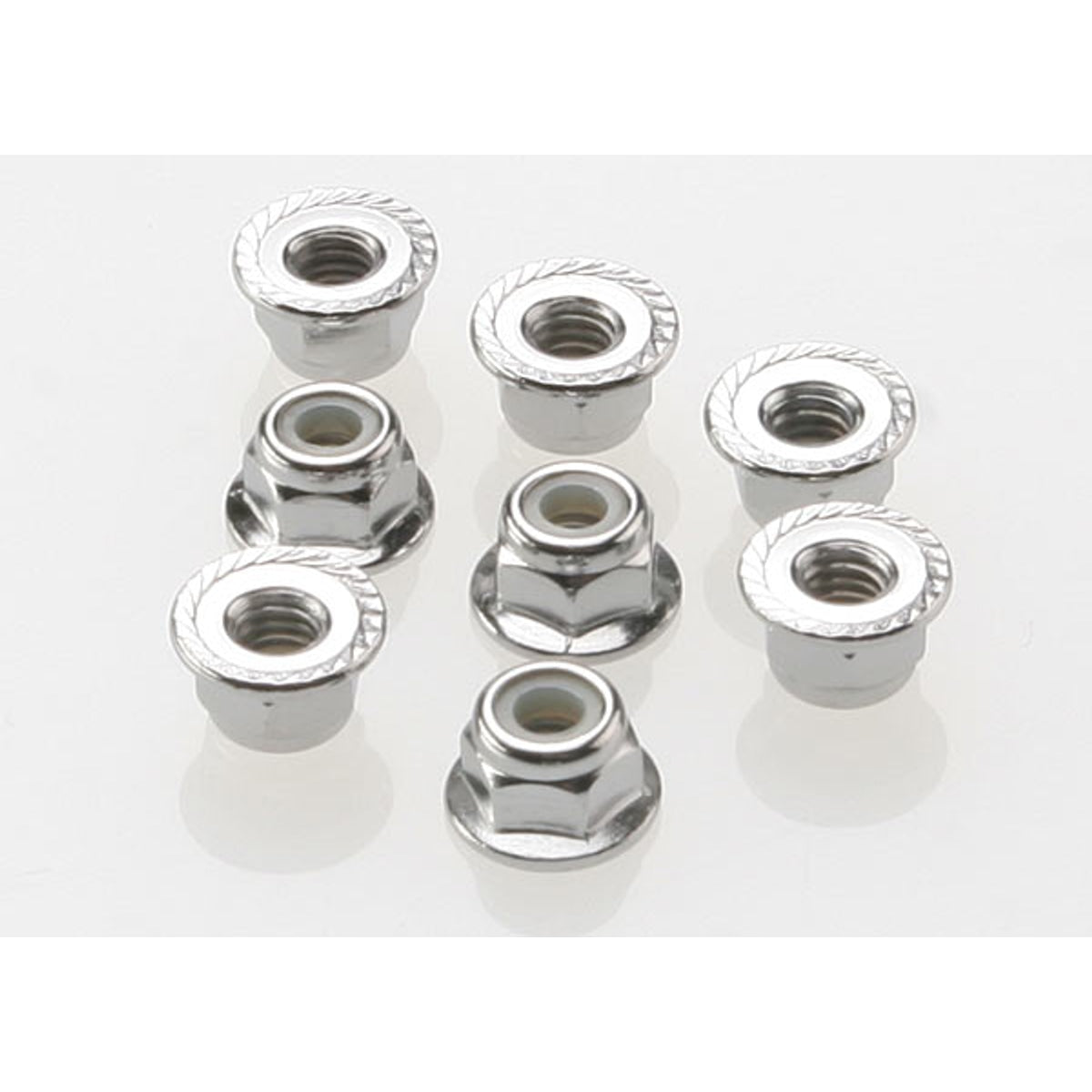 Traxxas 4mm Steel Flanged Serrated Nylon Locknut (8)