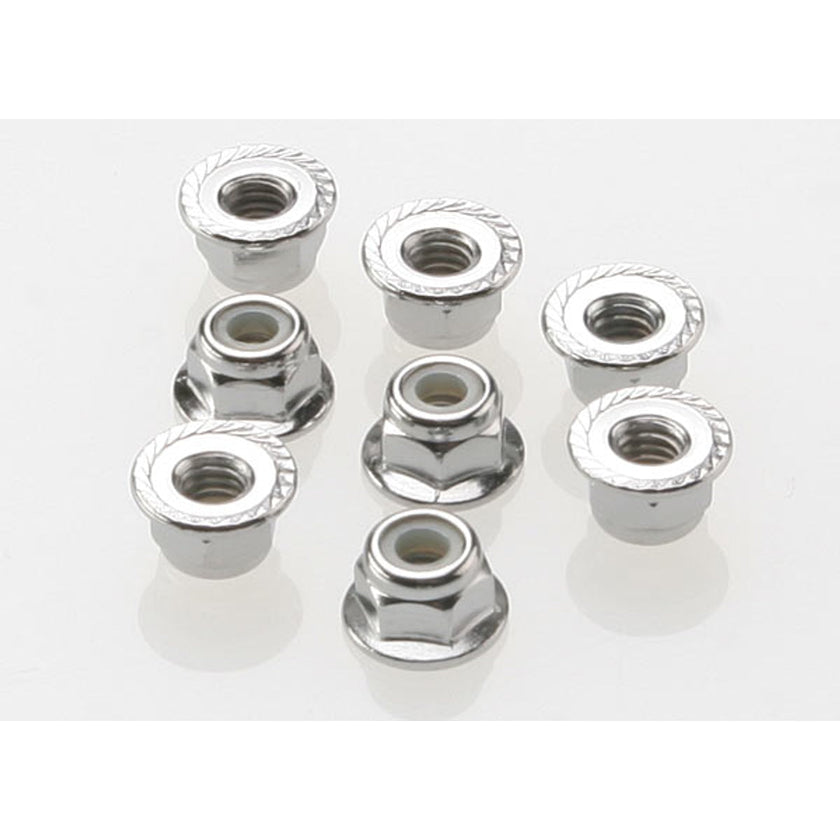 Traxxas 4mm Steel Flanged Serrated Nylon Locknut (8)