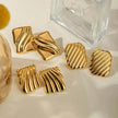Trendy 18K Gold Stainless Steel Cube Wave Stud Earrings for Women Wedding Earrings