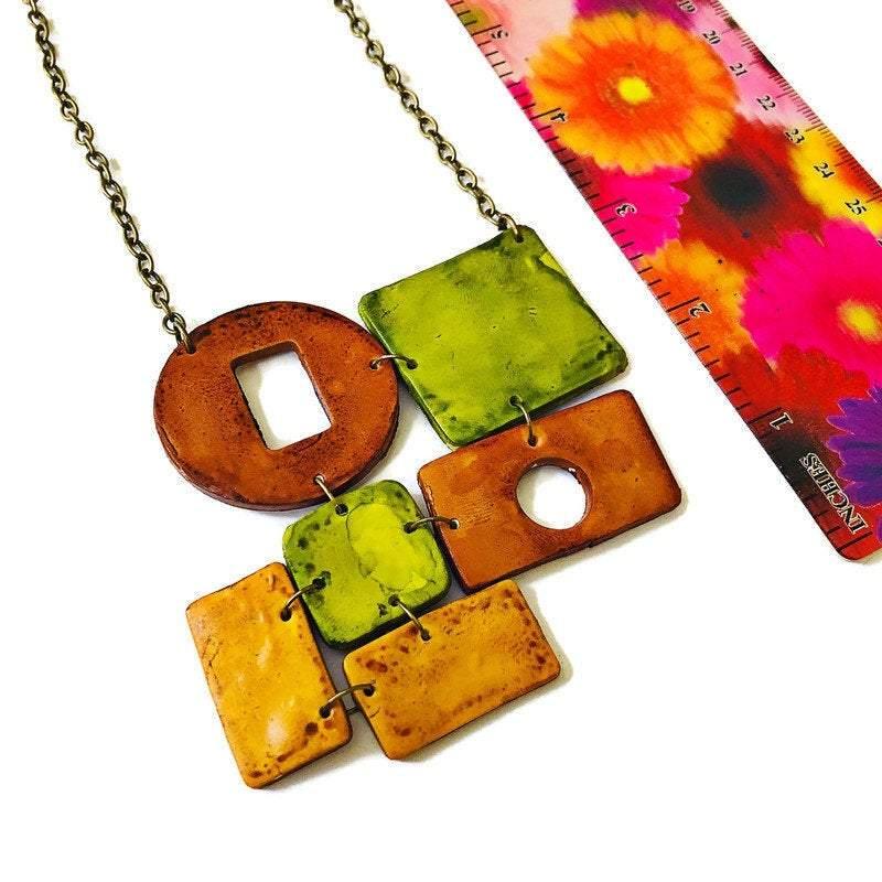 Trendy Earth Tone Earrings in Brown, Yellow and Green- 