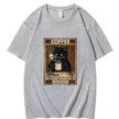 Trendy Short Sleeve  Cat Poster Printed  Unisex Casual T-shirt
