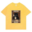 Trendy Short Sleeve  Cat Poster Printed  Unisex Casual T-shirt