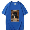 Trendy Short Sleeve  Cat Poster Printed  Unisex Casual T-shirt