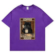 Trendy Short Sleeve  Cat Poster Printed  Unisex Casual T-shirt