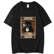 Trendy Short Sleeve  Cat Poster Printed  Unisex Casual T-shirt