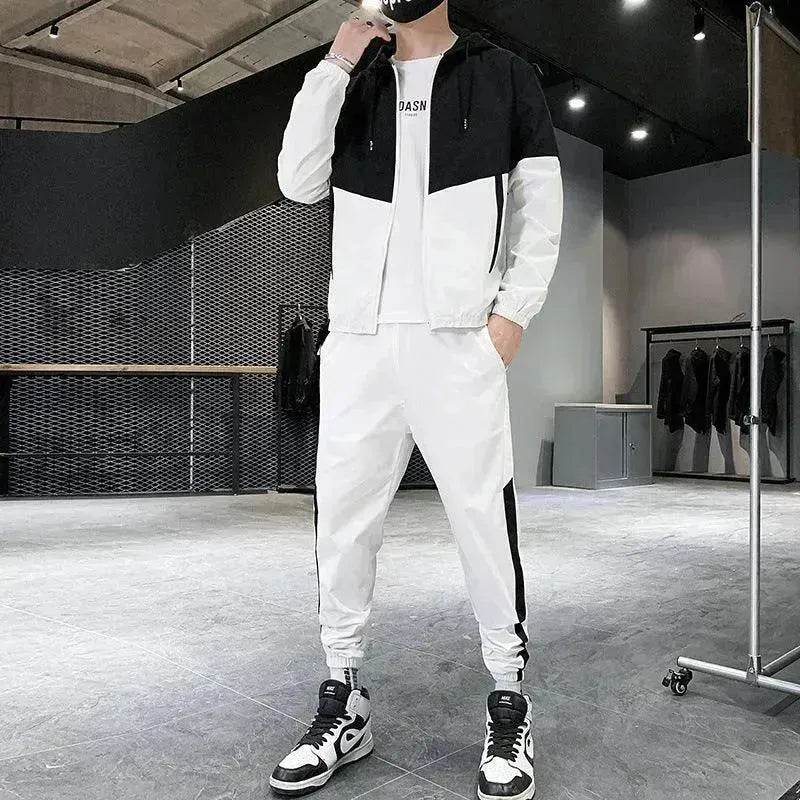 Trendy Suit Men's Hooded Jacket Trousers Two-Piece Suit