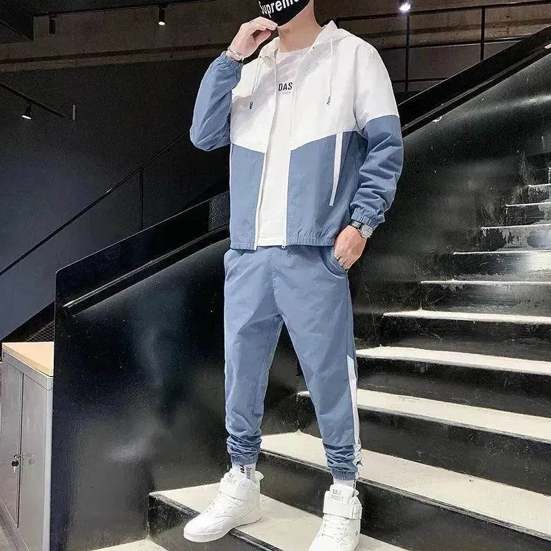 Trendy Suit Men's Hooded Jacket Trousers Two-Piece Suit