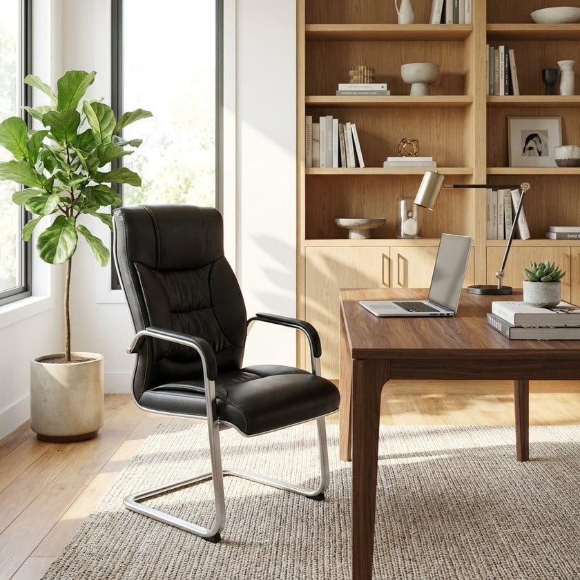 Trogir Black Leather Visitor Chair
