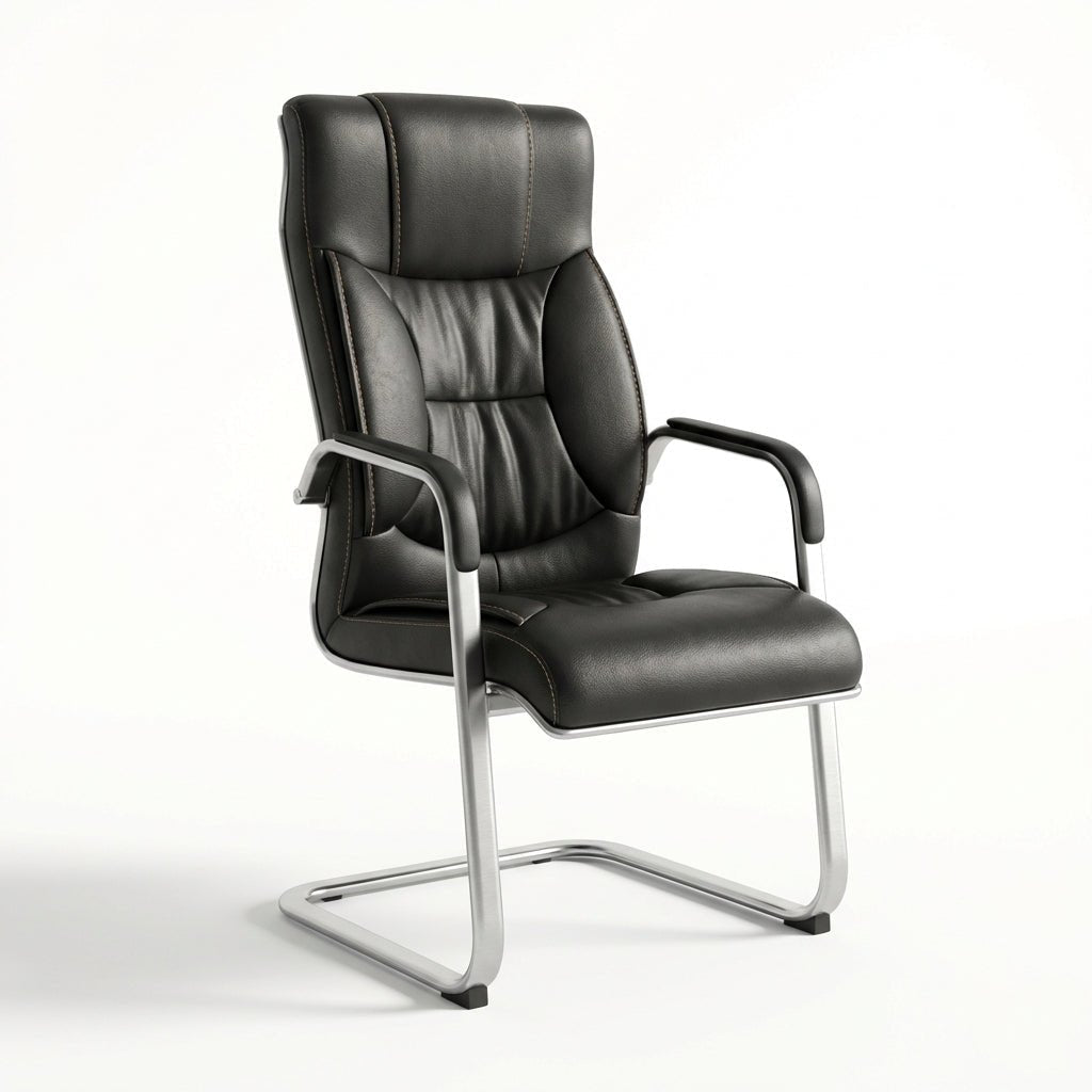 Trogir Black Leather Visitor Chair