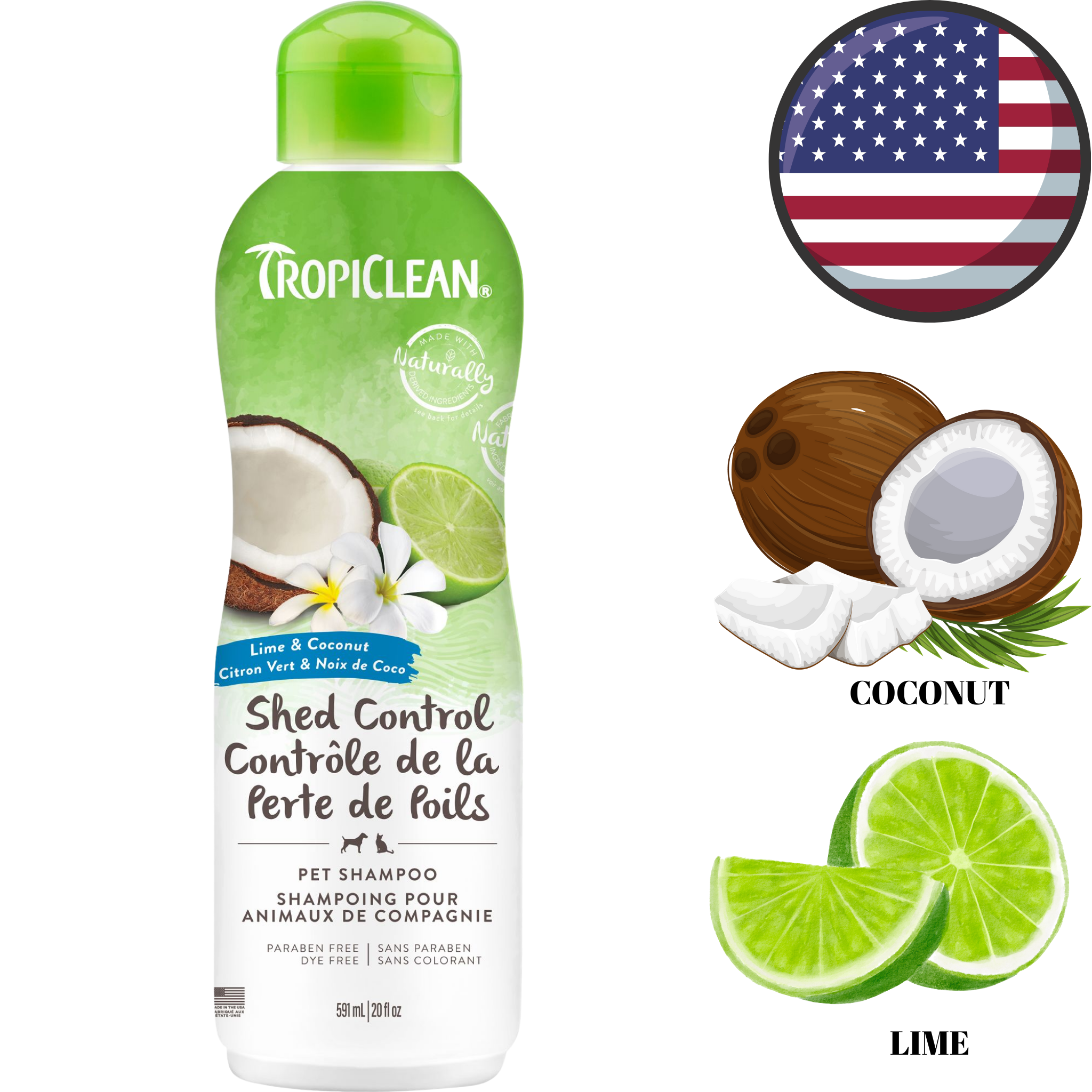TropiClean - Lime & Coconut Shed Control Dog Shampoo