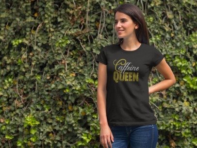 Caffeine Queen Rhinestone Shirt – Coffee Lover Sparkle Bling Apparel | Blingdazzel