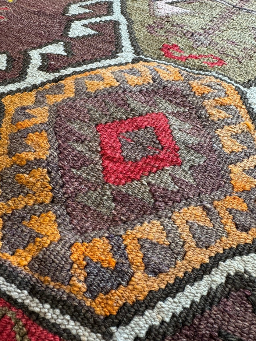 Turkish Kars Kilim Runner Rug | 3' 11