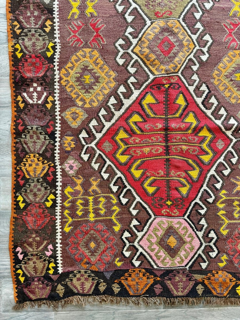 Turkish Kars Kilim Runner Rug | 3' 11