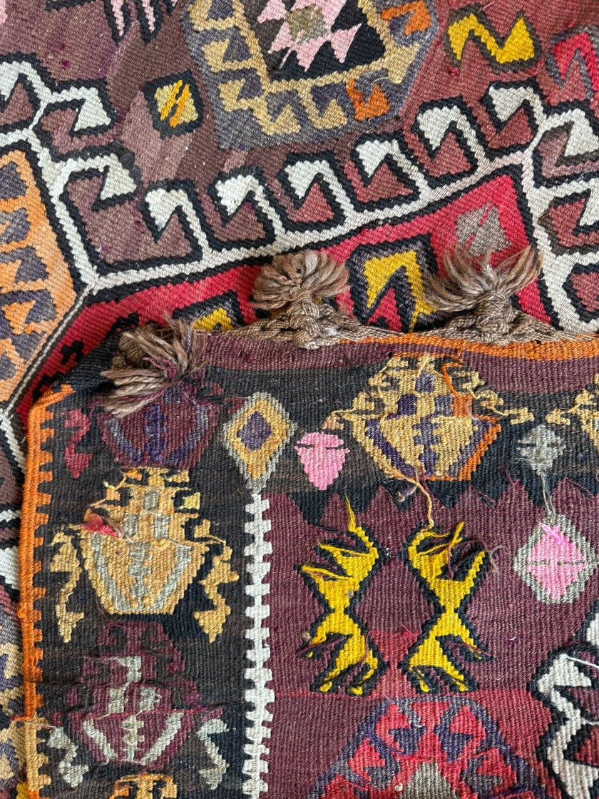 Turkish Kars Kilim Runner Rug | 3' 11