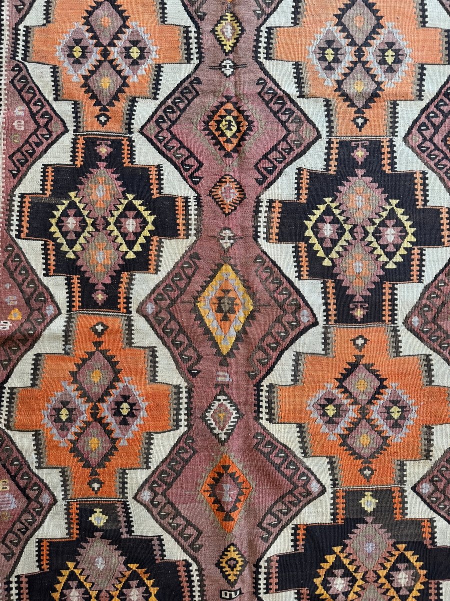 Turkish Kars Kilim Runner Rug | 4' 2