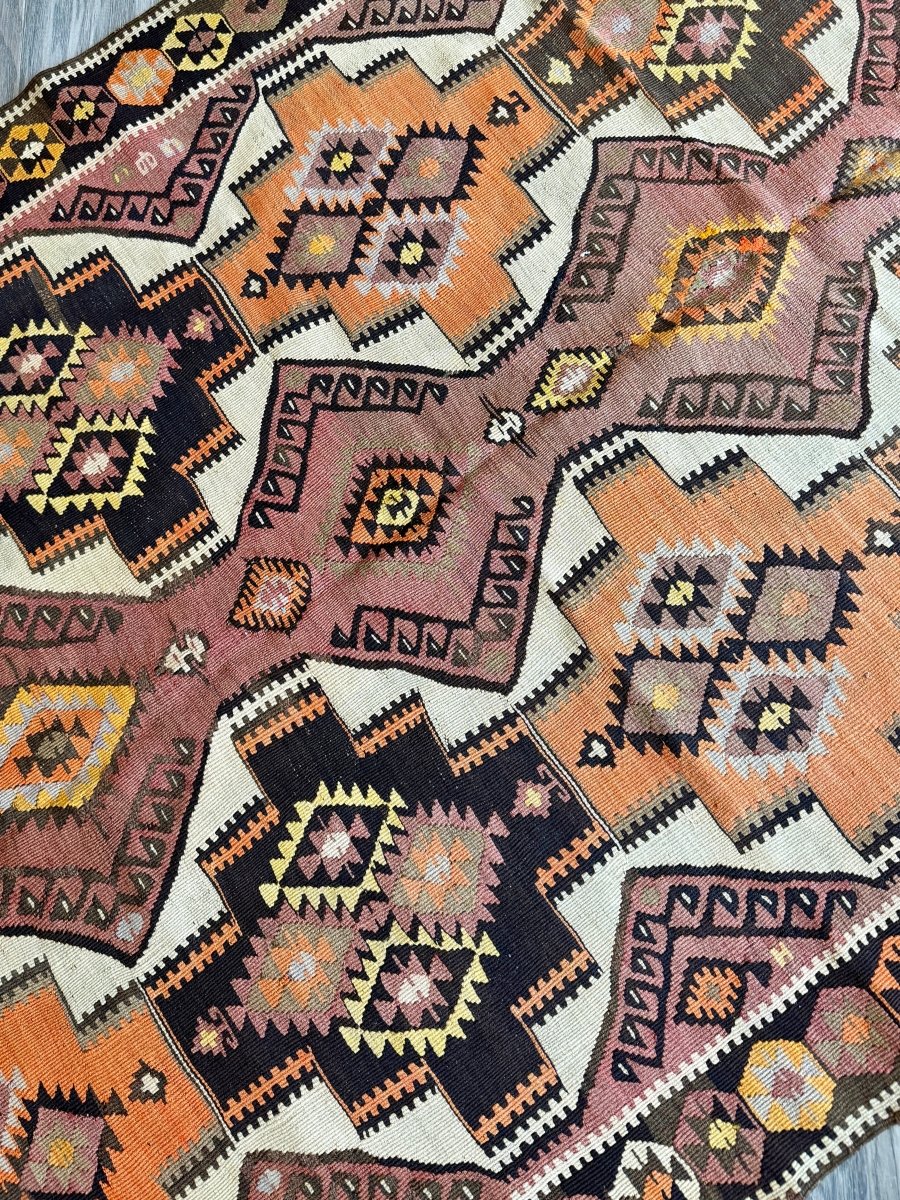 Turkish Kars Kilim Runner Rug | 4' 2