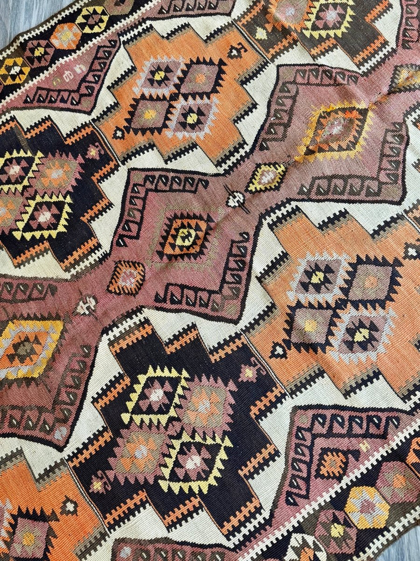 Turkish Kars Kilim Runner Rug | 4' 2
