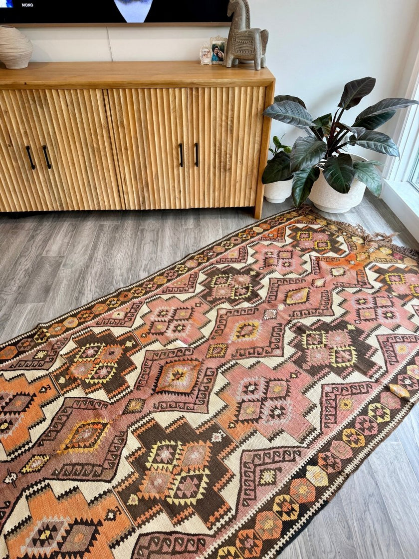 Turkish Kars Kilim Runner Rug | 4' 2