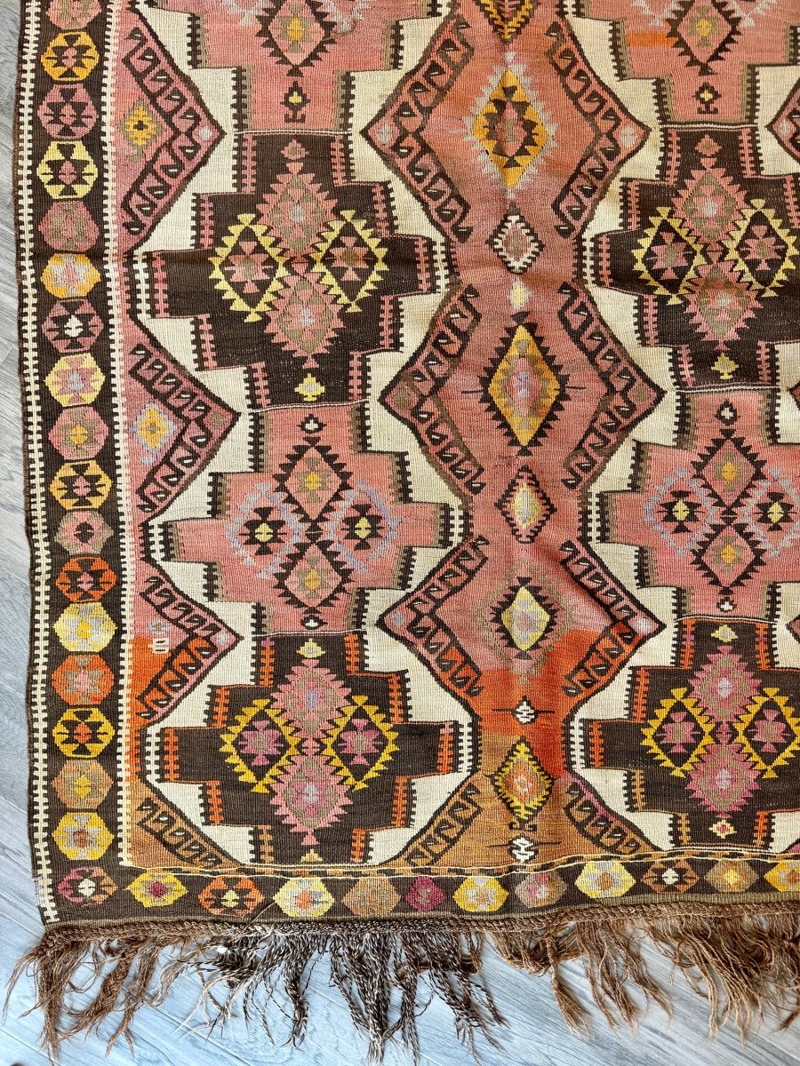 Turkish Kars Kilim Runner Rug | 4' 2