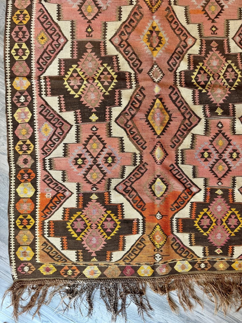 Turkish Kars Kilim Runner Rug | 4' 2
