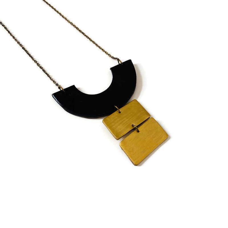 Chunky Geometric Statement Necklace, Post or Clip On Set – Handmade