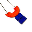 Chunky Geometric Statement Necklace, Post or Clip On Set – Handmade