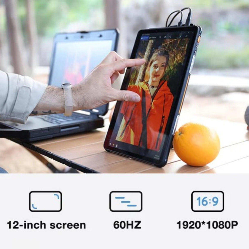 TUTT Rugged Portable Monitor 12” Touchscreen  | 5000mAh Battery | Water & Drop Proof | Digital Photo Frame Mode | N1Pro