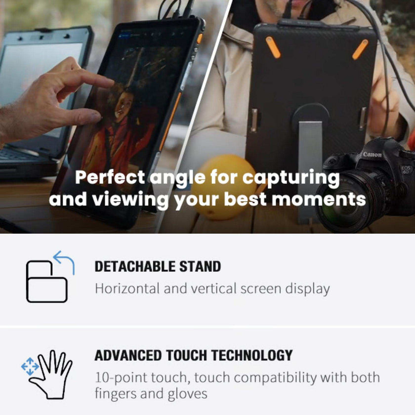 TUTT Rugged Portable Monitor 12” Touchscreen  | 5000mAh Battery | Water & Drop Proof | Digital Photo Frame Mode | N1Pro