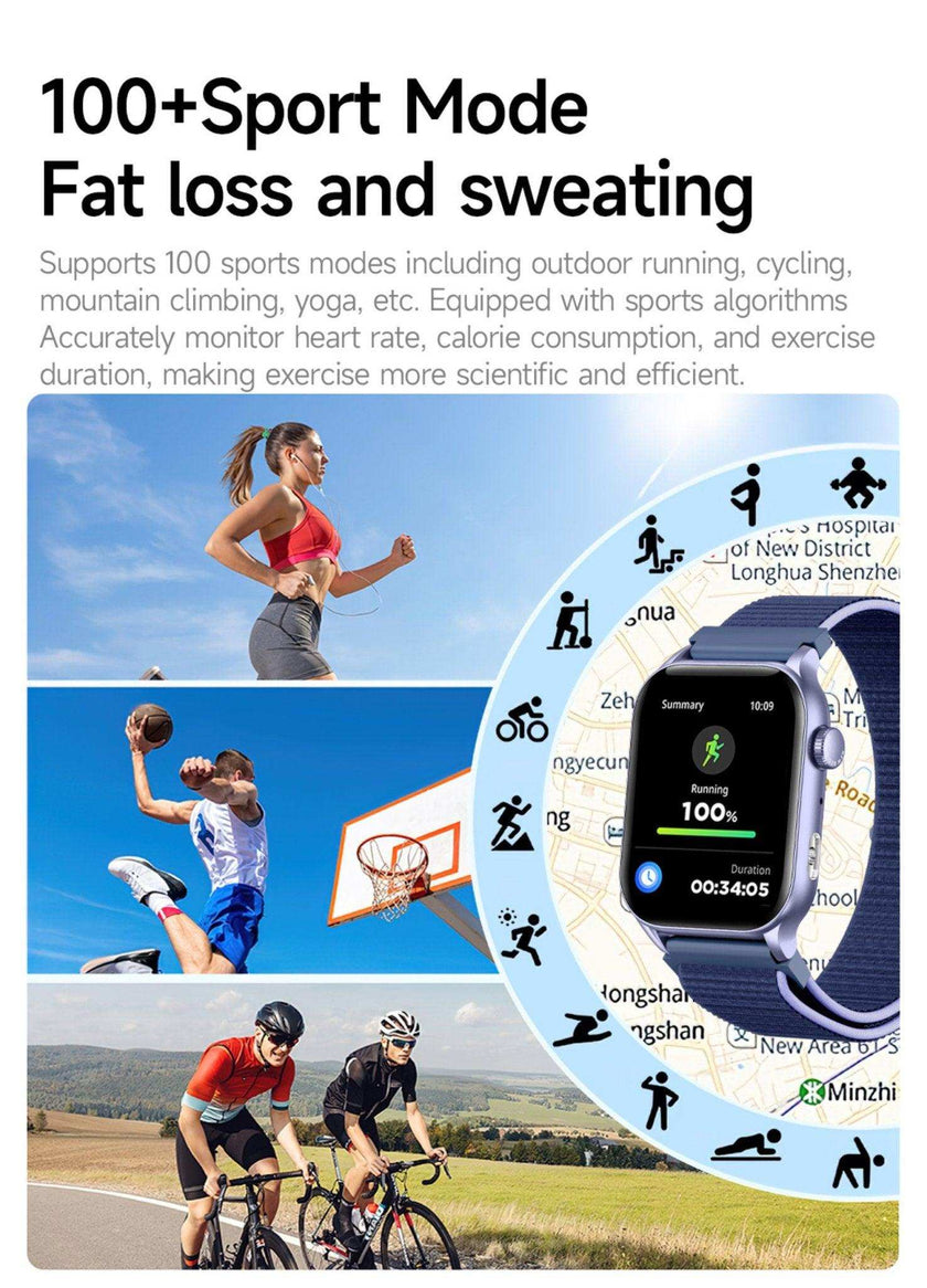 TUTT  Smartwatch for Men Women 1.95” AMOLED Screen | Flashlight BT Call Health and Fitness Tracking | K8