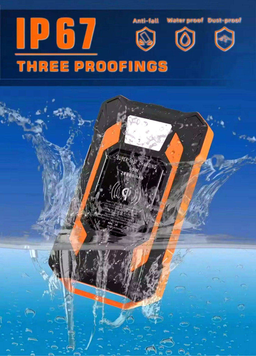 TUTT 20,000 mAh PD 65w Laptop Portable Rugged Power Bank | Fast Qi Wireless Charging | Emergency Flashlight | Outdoor Camping Charger | Notebook Tablet Smart Phone