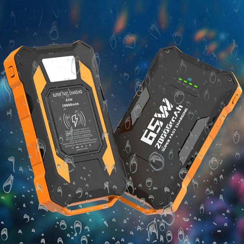 TUTT 20,000 mAh PD 65w Laptop Portable Rugged Power Bank | Fast Qi Wireless Charging | Emergency Flashlight | Outdoor Camping Charger | Notebook Tablet Smart Phone