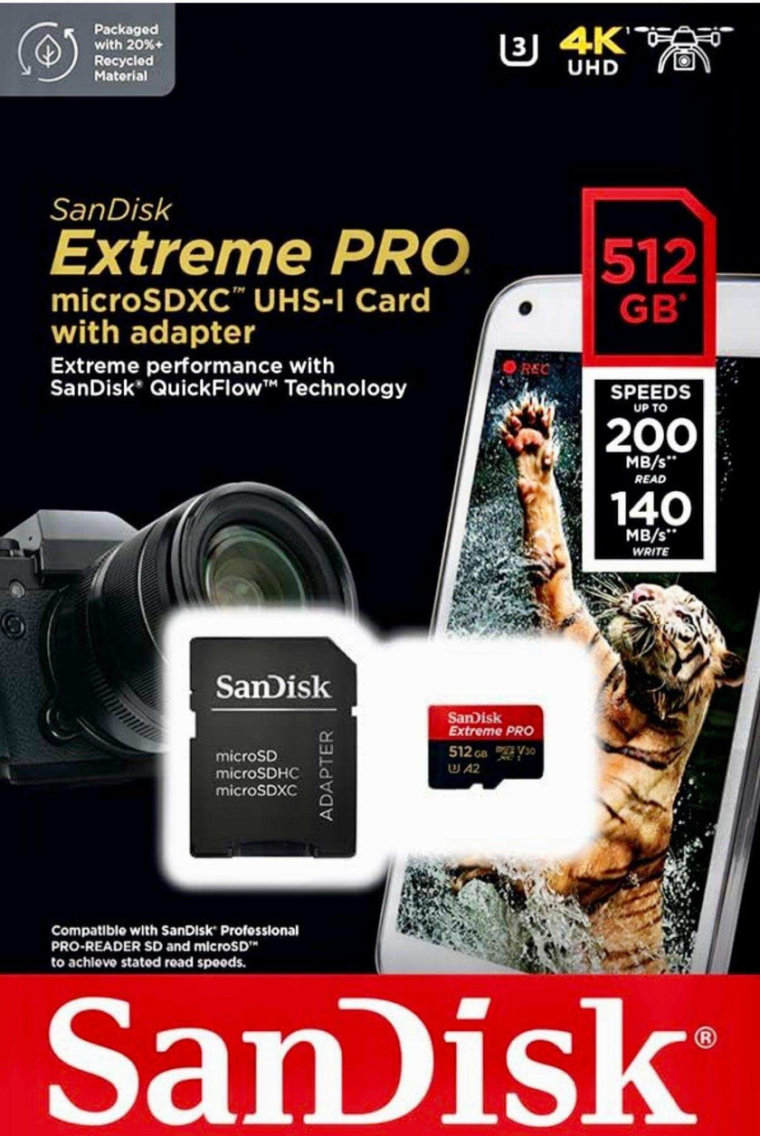 TUTT 3 in 1 | SanDisk Extreme PRO®  64/128/256/512GB 1TB Ultra microSDXC MicroSD Memory Card Speed 200MB/s Read | 90MB/s + Lightning to SD Card iPhone iPad + 2-in-1 SD Card Reader USB3.0 5Gbps