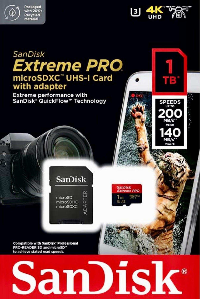 TUTT 3 in 1 | SanDisk Extreme PRO®  64/128/256/512GB 1TB Ultra microSDXC MicroSD Memory Card Speed 200MB/s Read | 90MB/s + Lightning to SD Card iPhone iPad + 2-in-1 SD Card Reader USB3.0 5Gbps