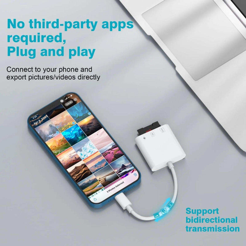 TUTT 3 in 1 | SanDisk Extreme PRO®  64/128/256/512GB 1TB Ultra microSDXC MicroSD Memory Card Speed 200MB/s Read | 90MB/s + Lightning to SD Card iPhone iPad + 2-in-1 SD Card Reader USB3.0 5Gbps