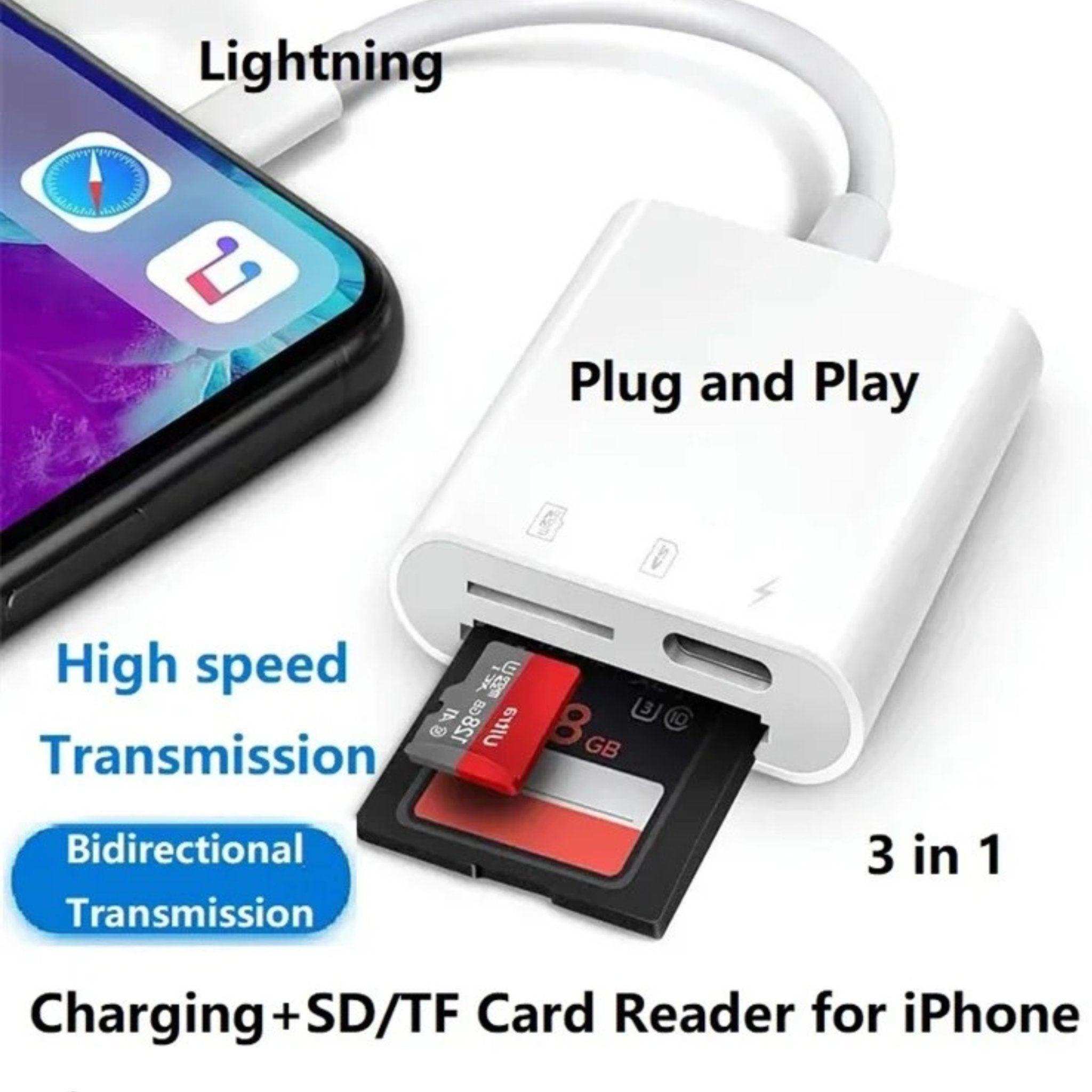 TUTT 3 in 1 | SanDisk Extreme PRO®  64/128/256/512GB 1TB Ultra microSDXC MicroSD Memory Card Speed 200MB/s Read | 90MB/s + Lightning to SD Card iPhone iPad + 2-in-1 SD Card Reader USB3.0 5Gbps