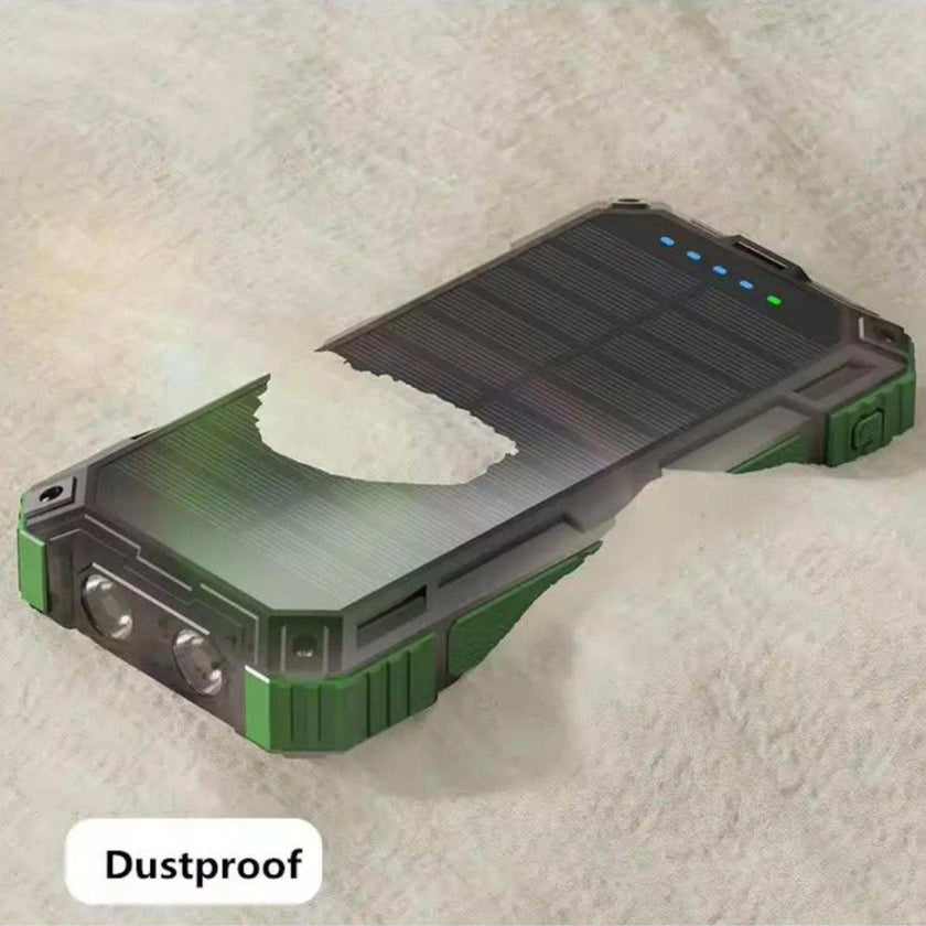 TUTT 30000mAh Portable Rugged Solar-Dual Mode Charging Waterproof Outdoor Power Bank | External Battery 4 Built-In USB Cables | Fast Wireless Charging | 7 Output With Flashlight SOS