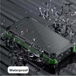 TUTT 30000mAh Portable Rugged Solar-Dual Mode Charging Waterproof Outdoor Power Bank | External Battery 4 Built-In USB Cables | Fast Wireless Charging | 7 Output With Flashlight SOS