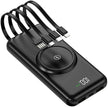 TUTT 30,000mAh Wireless Portable Charger Power Bank with Built-in 4 Cable, 6 Outputs & 3 Inputs Fast Charging External Power USB-C Battery Pack, LED Display