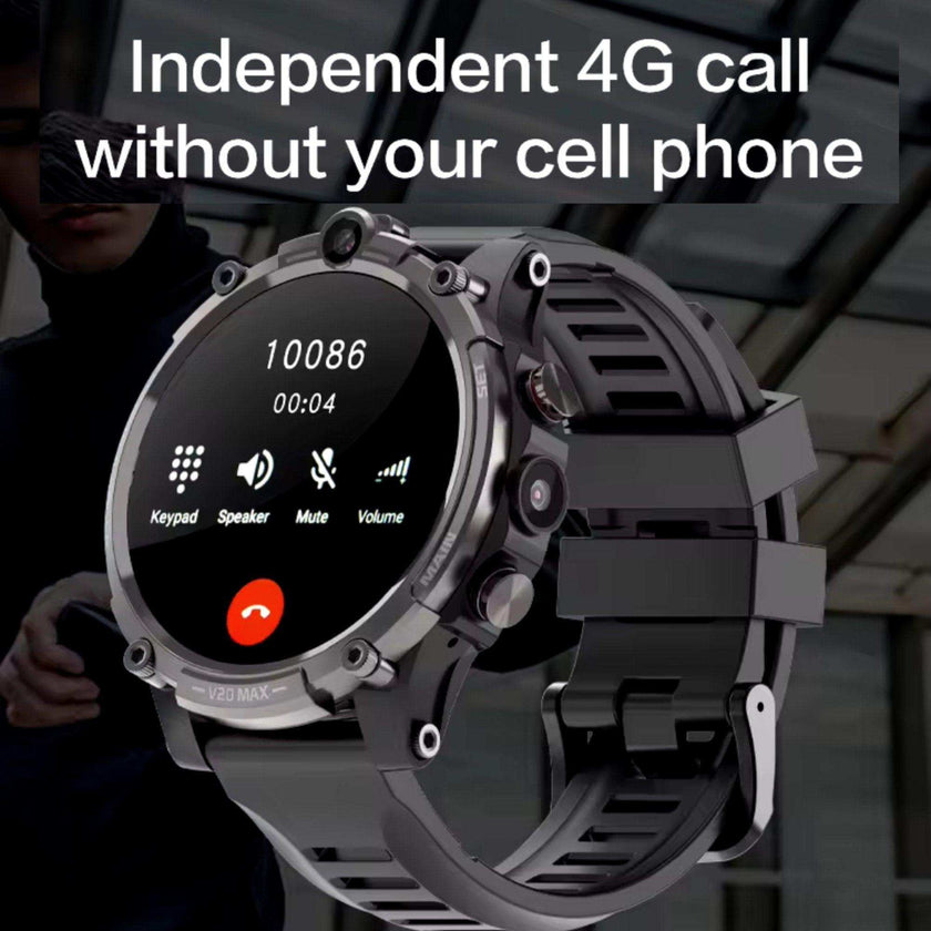 TUTT 4G Smart Watch Rugged with SIM Card | Dual Camera | 2GBRAM+16GBROM | V20 | Health and Fitness Tracker