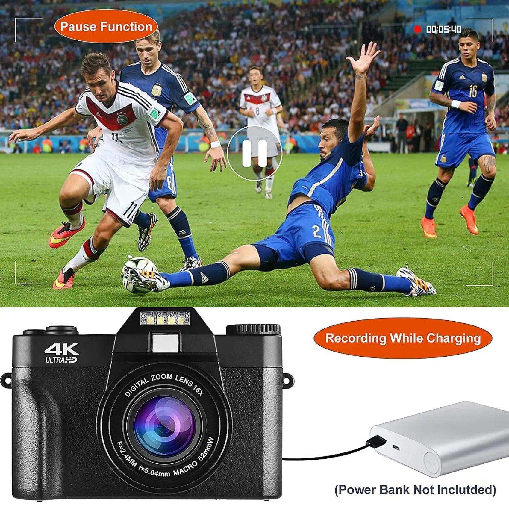 TUTT 4K 48MP Digital Camera for Vlogging 3.0’’ 180° Flip Screen, WiFi, 16X Digital Zoom, Wide Angle & Macro Lens Mic, Full Combo | 128GB SanDisk 3 in 1 SD/TF/Charging Kit